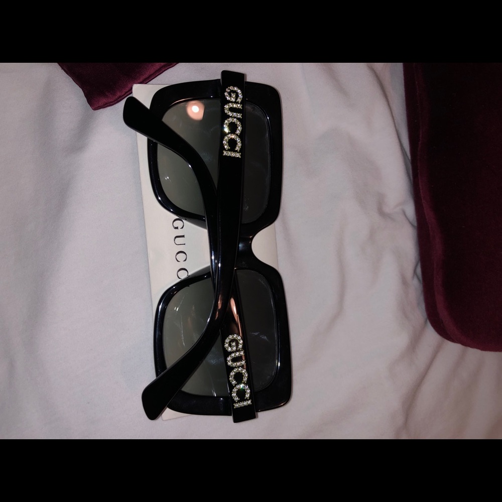 Gucci rectangular frame acetate sunglasses